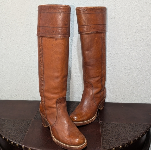 Frye Black Label Vintage Knee High Stitching Brown Western Riding Boot size 6 - Picture 16 of 16